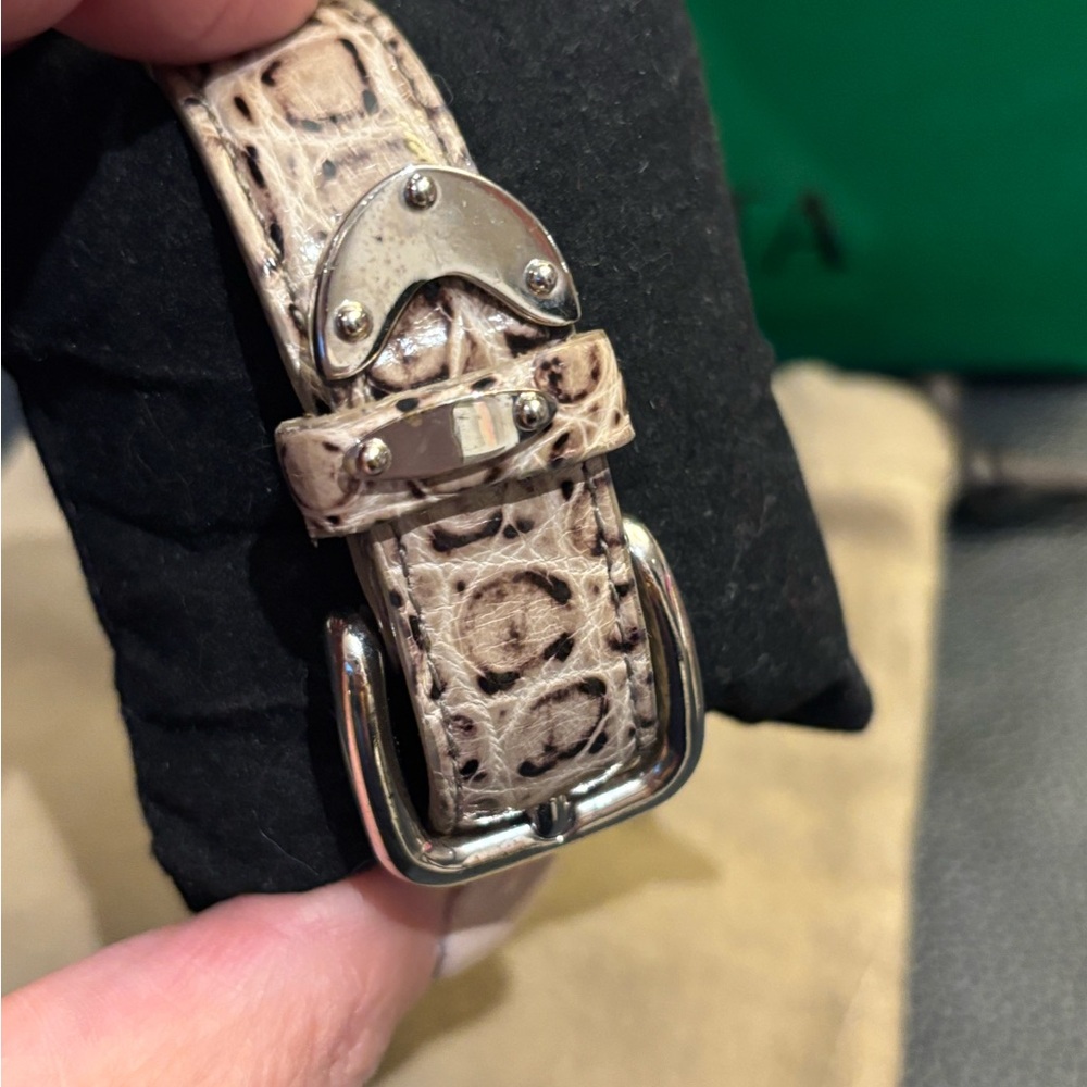 EUC Bottega Veneta Textured Leather Buckle Cuff full inclusion